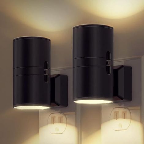 Veilleuse murale LED avec capteur de lever/coucher du soleil, lumière blanche douce 3000K, luminosité réglable de 0 à 100 lumens, lot de 2. (1/4)