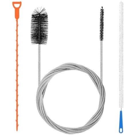 Lot de 3 Deboucheur Canalisation Brosse, Réutilisable Brosse Nettoyage Furet WC Outil Débouchage d'évier pour Tuyauterie égouts,Lavabo,Baignoire,Cuisine Kit -