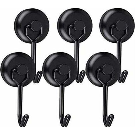 Crochet magnétique puissant, aimant de réfrigérateur pivotant, crochet magnétique en néodyme noir, crochets magnétiques pour torchon de cuisine, tablette, 6 pièces T-Audace