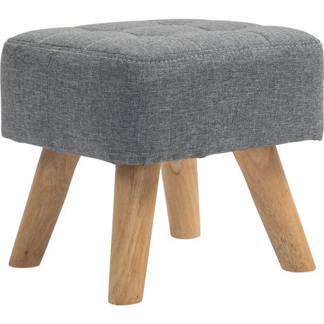 LinenLook Square Padded Footstool Grey (1/5)