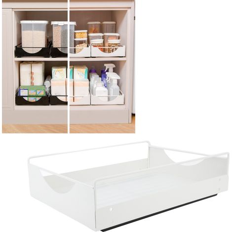Ej.Life Ausziehbarer Schrank Organizer, Kohlenstoffstahl, Sanft Verschiebbar, Geräuschlos Ausziehbare Schubladen Aufbewahrungsregale, Ausziehbare Schublade für Küchenschränke, Wohnzimmer (1/5)