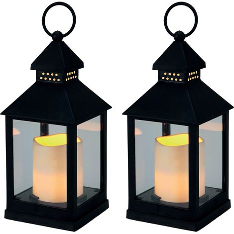 2er Set Laterne inkl LED Kerzen mit Timer warmweiß-ANX000110-2er (1/5)