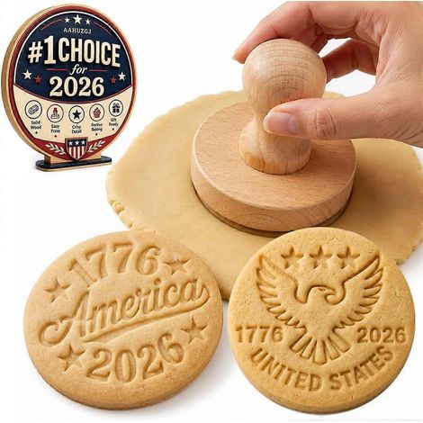 Tampon à biscuits en bois US 250 Cent tampon America 250 pour pâtisserie emporte-pièce biscuits 250e anniversaire États-Unis (1/5)