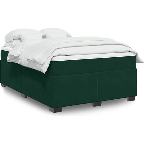 Boxspringbett mit Matratze Dunkelgrün 140x200 cm Samt (1/5)