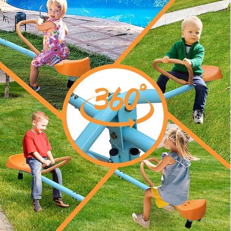 4-Sitzer-Wippe für Kinder, 182,88 cm, rutschfest, Blau und Orange OKMYHOME (1/5)
