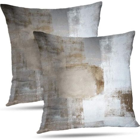 Bardusch-Ensemble de 2 housses coussin déco turquoise/gris, 45 x 45 cm, style contemporain pour salon ou chambre. (1/5)