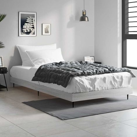 Estructura de cama madera de ingeniería gris  90x200 cm