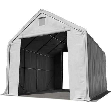 Lagerhalle Lagerzelt 5 x 10 m / Seitenhöhe 3m in grau Industriezelt mit feuersicherer PRIMEtex PVC Plane 2300 N (1/5)