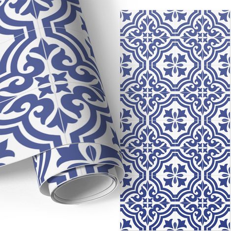 Klebefolie für Möbel - Möbelfolie - Selbstklebefolie - für Couchtisch - Türen - Wohnzimmer - Schlafzimmer Blaues Muster 75x150 cm