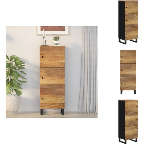 Buffet avec 3 portes 40x33x110 cm bois massif manguier et fer - Buffet Industriel - Meuble Rangement - Bois Massif - Manguier - Meubles Salon (1/5)