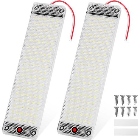 108 LED éclairage intérieur 12V - 85v 12W lampe d'éclairage avec interrupteur marche / arrêt pour camion de voiture camping - car caravane, paquet de 2 (1/5)