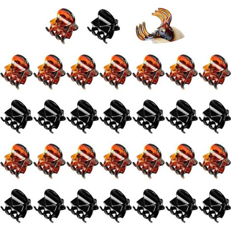 30 mini pinces à cheveux, petites pinces à cheveux, mini pinces griffes, noires et marron (1/5)