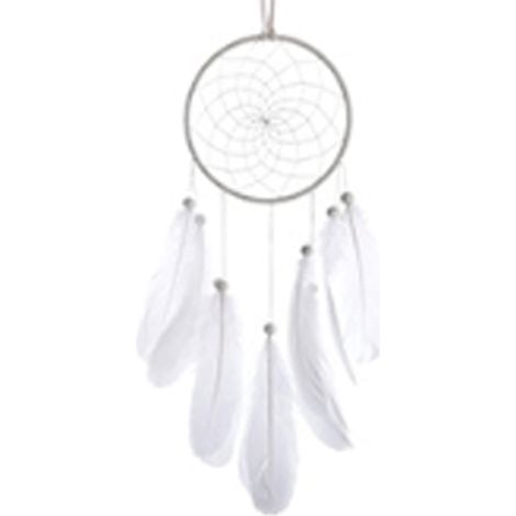 HDDH Attrape-Rêves en plumes blanches, ornement boho pour décoration murale de chambre, cadeau pour filles. (1/5)