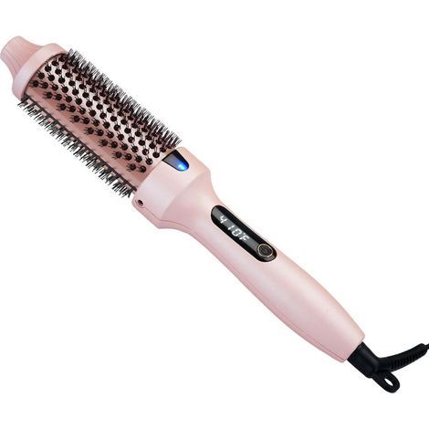Peigne à air chaud électrique de 1,5 pouce, brosse ronde ionique, fonction chauffante, brosse de coiffage séchoir, crée des cheveux volumineux et lisses. (1/4)