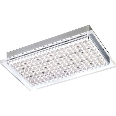 Deckenlampe Stahl LED Deckenleuchte Modern Wohnzimmerleuchte Decke, silber, 1x LED 32 Watt 2916 Lumen warmweiß, LxBxH 31x17,5x5 cm