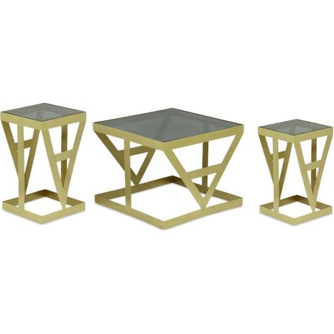Lot de 3 Tables d'Appoint "Zelys" 63cm Or (1/5)
