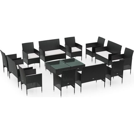 Maison Exclusive - 16-tlg. Garten-Lounge-Set mit Auflagen Poly Ra