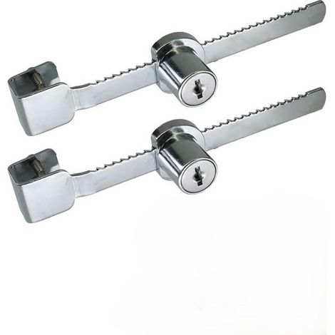 2 serrature a ingranaggi per porte scorrevoli, serrature per vetrine, serrature per terrari, serrature a cricchetto con 4 chiavi, per terrari, vetrine, vetrine di negozi, (1/5)