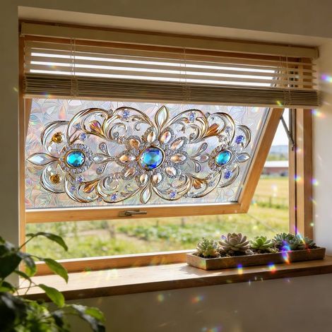 Buntglasfolie, Fensterfolie, Sichtschutzfolie, elektrostatische Adsorption (45 x 100 cm, Zweierpackung) (1/5)