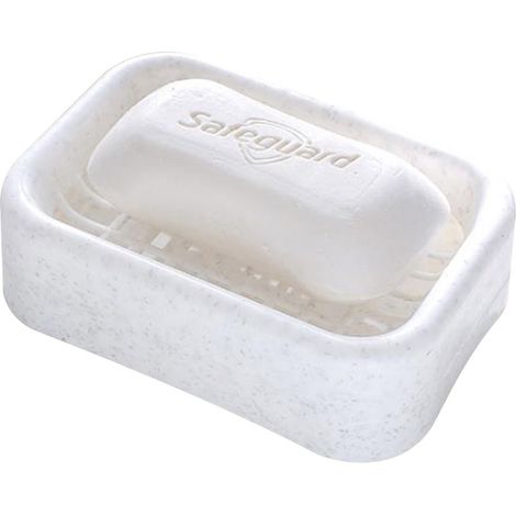 Doppelwandige Seifenschale aus Kunststoff für Badezimmer, Abtropfschale und Aufbewahrung (Beige)