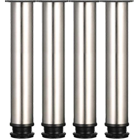 Hauteur réglable de 0 à 15 mm. Vis en acier inoxydable incluses. 4 pieds réglables de 300 mm de hauteur. Pieds épais pour meubles, tables et armoires. Finition brossée. (1/5)
