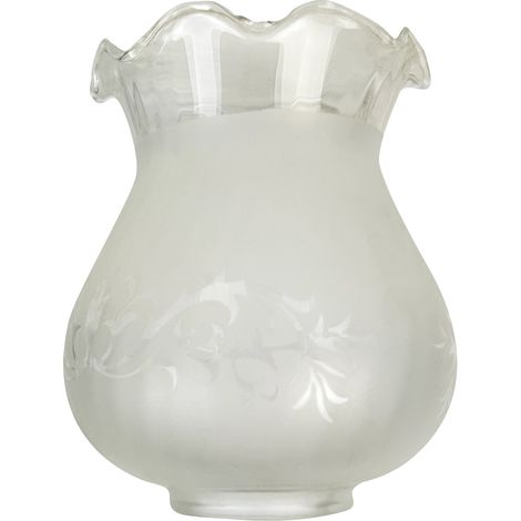 Abat jour verre satiné gravé blanc, forme Tulipe, diam. 130 mm - Tibelec (1/5)