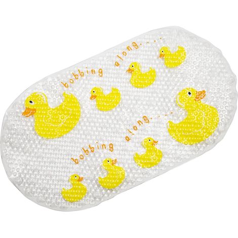 Croydex Non Slip Suction Bath Mat, Bobbing Along Ducks Theme for Kids Bathroom (1/4)