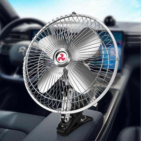 Leistungsstarker und leiser 12V/24V-Drehventilator fürs Auto mit elektrischer Belüftung und starkem Luftstrom. Zigarettenanzünderstecker und Ventilator aus Aluminiumlegierung. (1/5)
