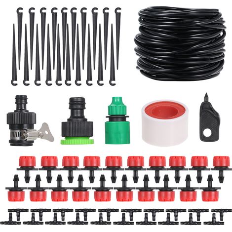 Kit d'irrigation goutte à goutte 15m, système micro-arrosage automatique réglable pour jardin et serre, installation facile avec 20 goutteurs (1/5)