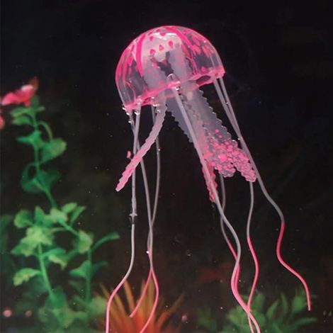 Lot de 2 méduses artificielles silicone - Pour aquarium - Coloré - Décoration (1/5)