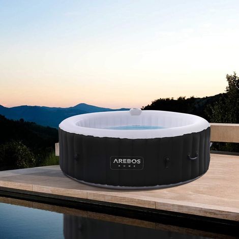 Arebos – Spa gonflable 6 personnes – Gonflage automatique – 130 jets de massage – Température réglable jusqu'à 40°C – Système de filtration efficace