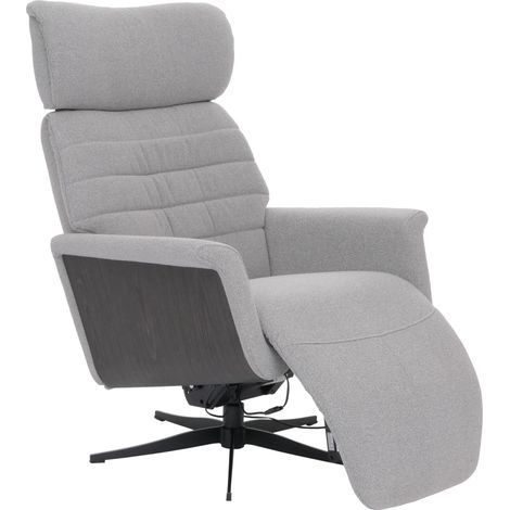 MCA Relaxsessel HHG-265, Fernsehsessel Liegesessel Fußstütze drehbar Bouclé Stoff Holz Stoff grau, Holz grau (1/5)