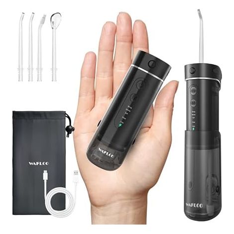 Mini Jet Dentaire Hydropulseur Portable, 5 Modes, Réservoir 180ml, IPX7 Étanche, Jet Dentaire de Voyage, Mini Water Flosser pour Maison et Déplacements, Noir (1/5)