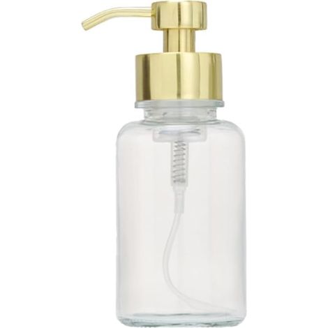 Seifenspender aus Glas, 250 ml, goldene Pumpe, nachfüllbar, für Küchen-/Badezimmerarbeitsplatte