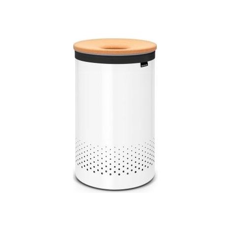 Brabantia Cesto de ropa 60L blanco con tapa de corcho
