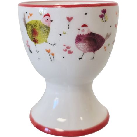 Coquetier blanc en céramique motif Poules (1/2)