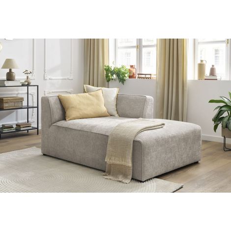 BOBOCHIC - Méridienne pour canapé modulable MEGEVE tissu texturé Angle droit Beige (1/5)