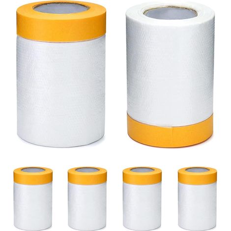 CCYKXASet of 6 Paint Protection Drop Cloths, Plastic, Dustproof and Waterproof, 55 cm x 20 m, For Painting and Decorating (1/5)