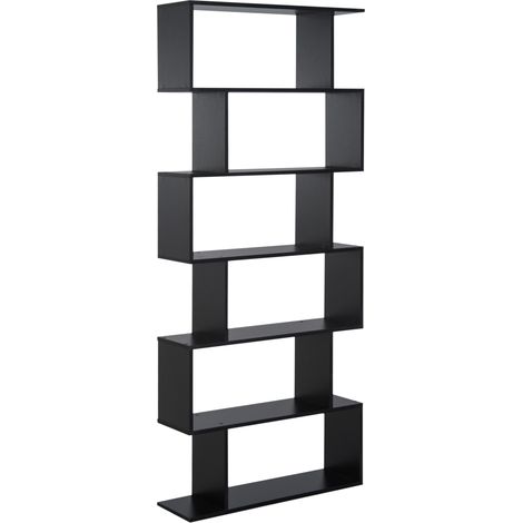 Libreria Legno Design Moderno con 6 Ripiani 80 × 23 × 192cm Nero