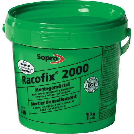 Mortero de montaje Racofix® 2000 1: 3 (agua / mortero) Balde 1kg SOPRO (Por 16)