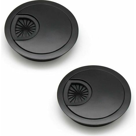 Passacavo da 60 mm Copriforo per cavi per scrivanie e piani di lavoro Colore: Nero Materiale: Lega di zinco 2 pezzi - (1/5)