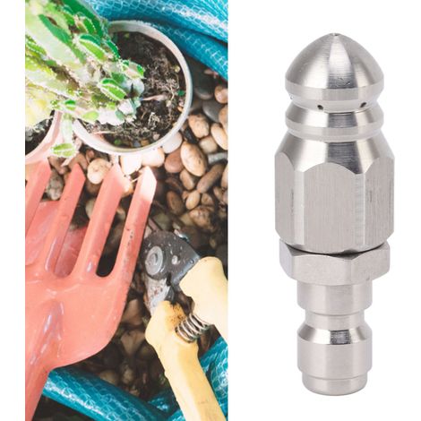 Hochdruckdüse aus Edelstahl zur Reinigung von 56-mm-Abflussrohren (vorne 1/6, hinten 1/4, Schnellanschluss-Wasserstrahl, 5000 PSI) (1/5)