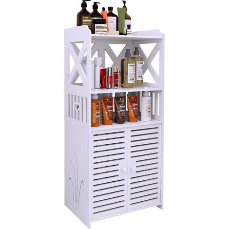 Meuble de rangement de salle de bain 40 x 25 x 90 cm placard de rangement blanc (1/5)