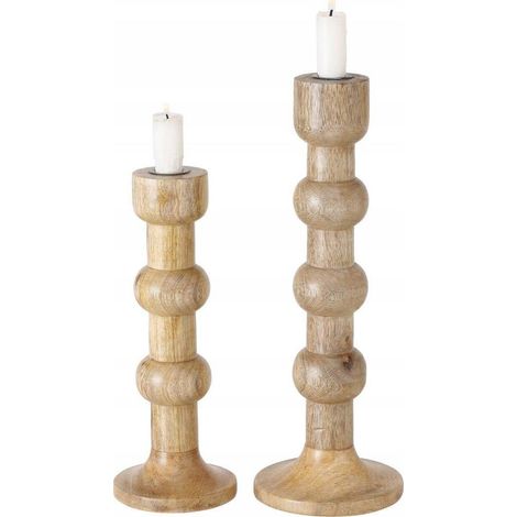 Boltze Portacandele Artigianali in Legno di Mango Naturale