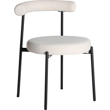Chaise vintage élégante en polyester blanc cassé et fer noir - Blanc cassé et fer noir (1/5)
