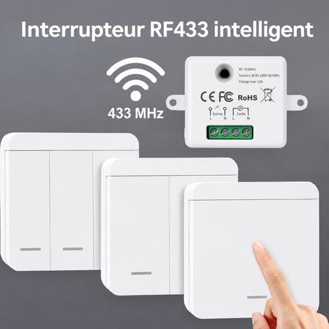 Interrupteur mural sans fil RF433 type 86 3 touches adhésif DC12V 3 dc12v 32m 0.2 9 × 9 × 2 cm 100 g – Livraison gratuite (1/5)