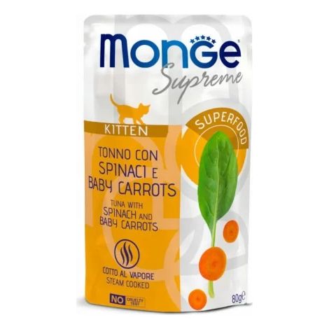 Monge Supreme Kitten Atún con Espinacas y Mini Zanahorias 80g
