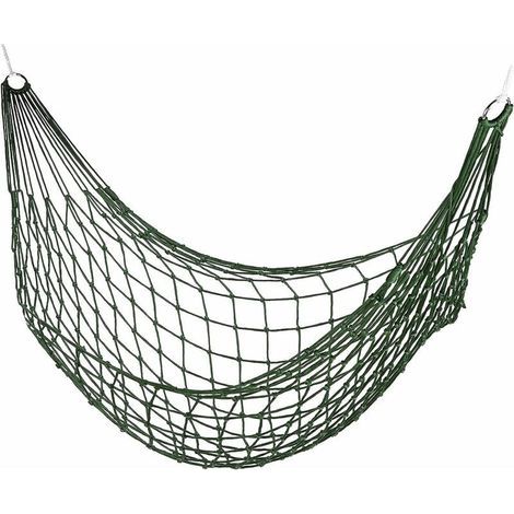 Hamac en filet, hamac de jardin simple, camping, léger, adapté à l'intérieur et à l'extérieur, vert (1/5)