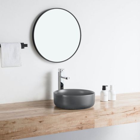 Vasque à poser ronde en céramique MENDOZA 6 coloris Ø36 cm Gris anthracite mat