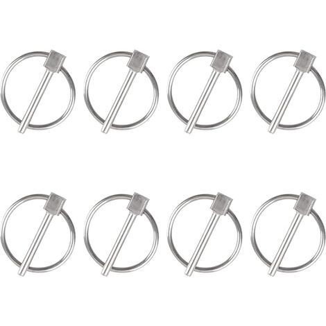 Lot de 8 goupilles de sûreté rondes en acier inoxydable de 3 mm de diamètre pour remorque et pelouse (1/5)
